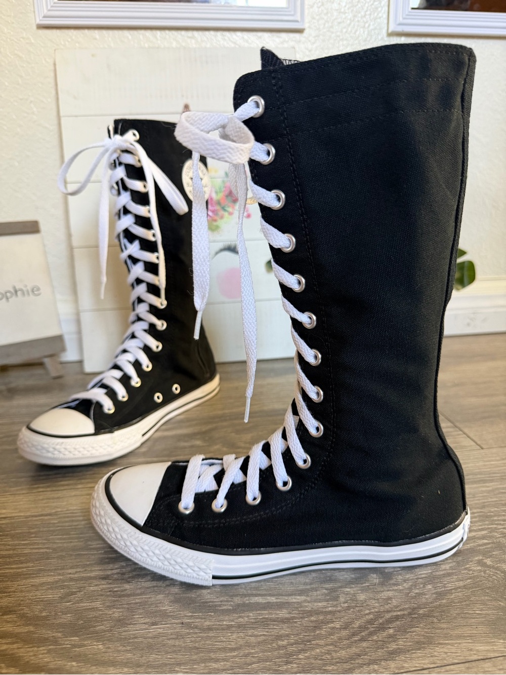 Like New Converse Chuck Taylor All Star XX Hi Knee High Black Boots Youth Size 3
